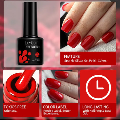 LILYCUTE 5Pcs/Set 7ML Red Brown Nail Gel DIY Nail Art Semi Permanent
