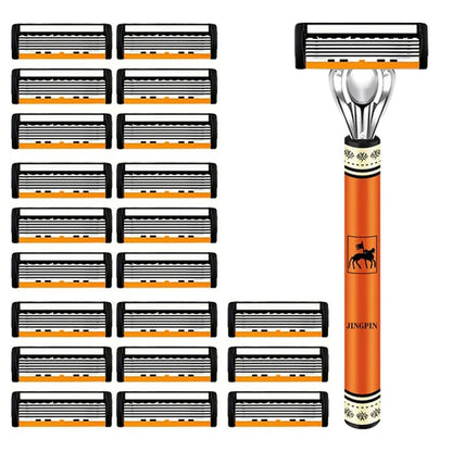 6-layer razor blade, men's stainless steel blade, classic water washed
