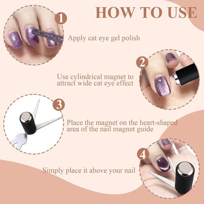 2 in 1 Scissor-Shaped Cat Eye Nail Magnet Set for French Effect DIY