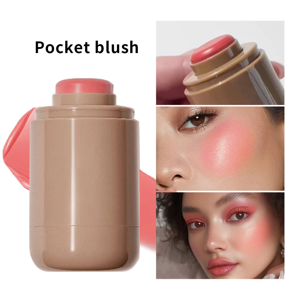 3-in-1Blush Stick Lasting Brightens Facial Cheek Stick Moisturizing