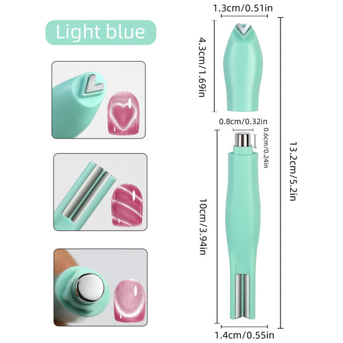 1Pcs 3-In-1 Heart Shape Cat Eye Nail Art Magnet Double Line Moon Snake