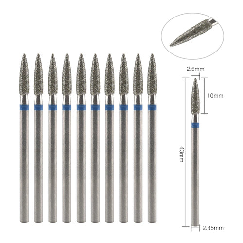 10Pcs Diamond Milling Cutter For Manicure Electric Nail Drill Bits