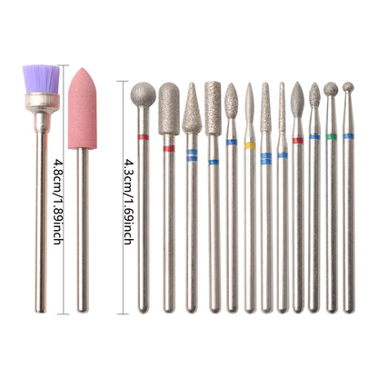 14pcs/set Nail Drill Machine Bit Nail Gel Removal Polishing Tools