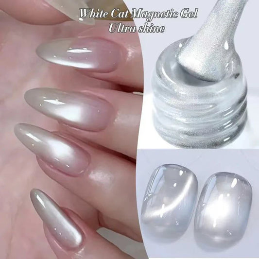 1-9pcs TC Flow Light White Cat Eye Gel Nail Polish Ultra Shine Soak