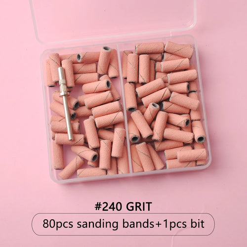 80pcs/box Pink 3.1mm Mini Sanding Bands Kits Nail Drill Bits Mandrel
