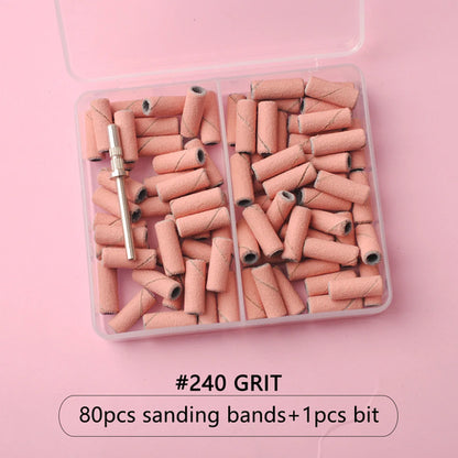 80pcs/box Pink 3.1mm Mini Sanding Bands Kits Nail Drill Bits Mandrel