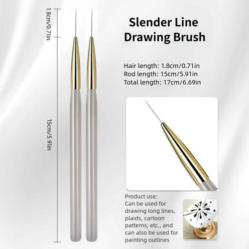1/2PCS French Plaid Nail Art Brushes Set - Line Grid Pattern Drawing