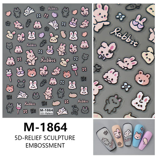5D Nail Art Stickers Love Hearts Stars French Nail Art Design