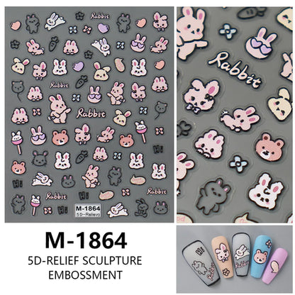 5D Nail Art Stickers Love Hearts Stars French Nail Art Design