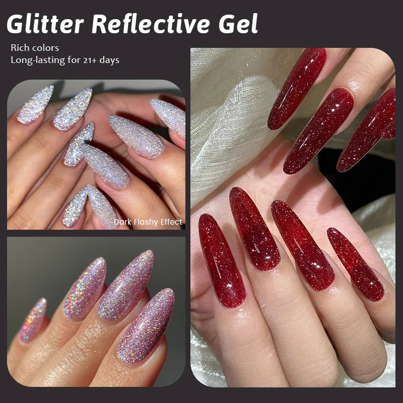 UR SUGAR 15ml Sliver Reflective Nail Gel Polish Shining Glitter Semi