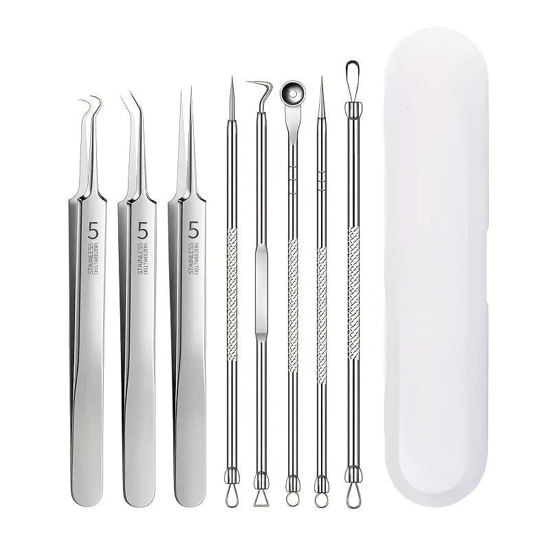 8-Piece Blackhead Remover Kit – Stainless Steel Blemish & Acne