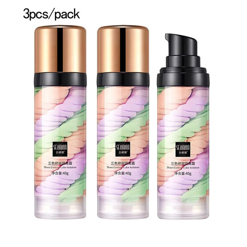 Three color press release cream concealer isolate makeup facial base