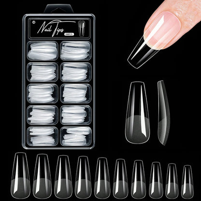 100/600Pcs Short Almond Nail Tips Soft Gel Nail Tips Full Cover False