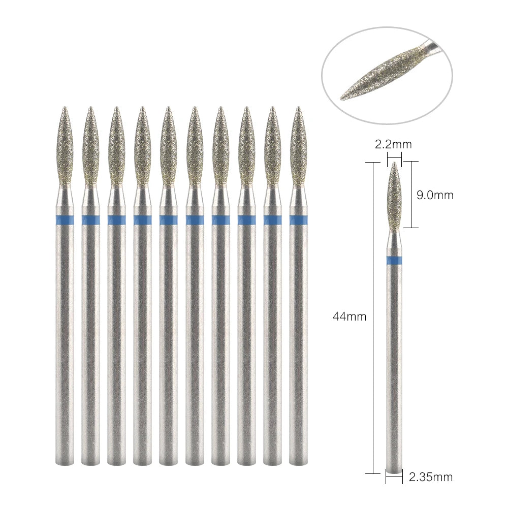 10Pcs Diamond Milling Cutter For Manicure Electric Nail Drill Bits