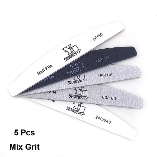 5/25Pcs/Lot Nail File Mix Color 80/100/150/180/240 Grit Professional