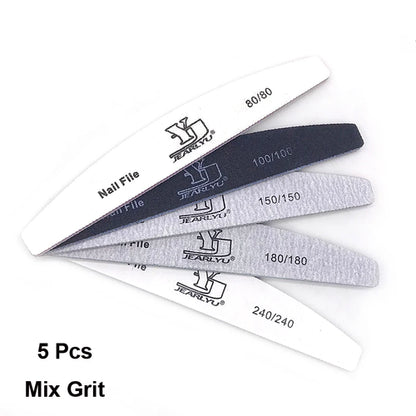 5/25Pcs/Lot Nail File Mix Color 80/100/150/180/240 Grit Professional