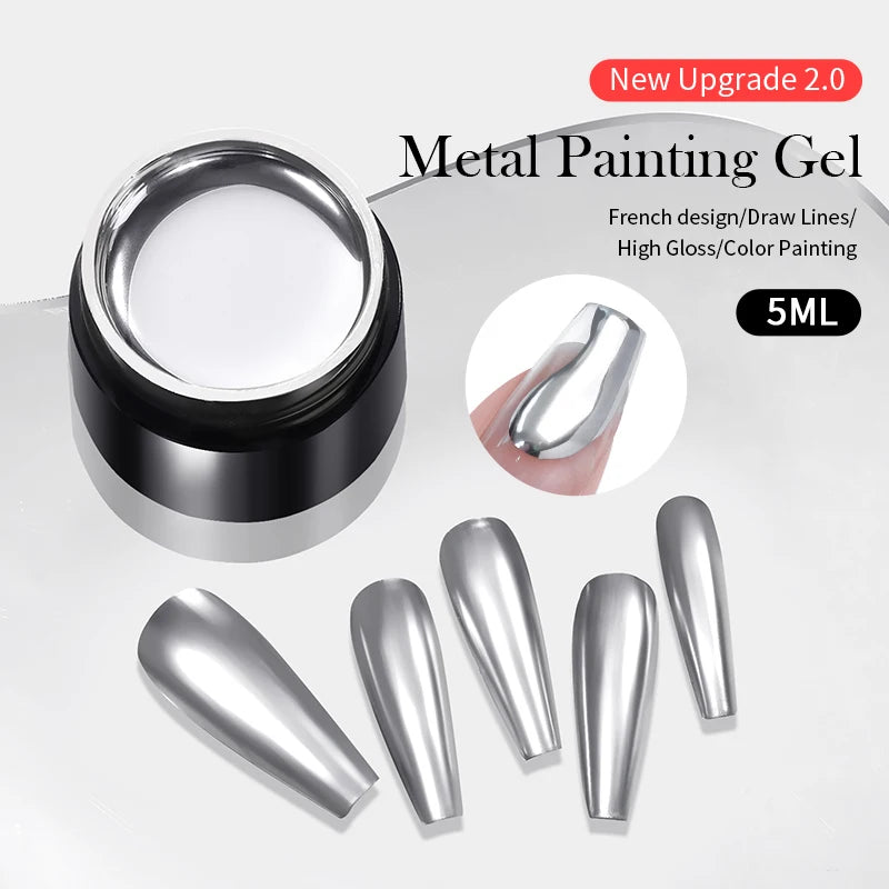 BORN PRETTY 5ml Metallic Painting Gel Polish Strong Silver Effection