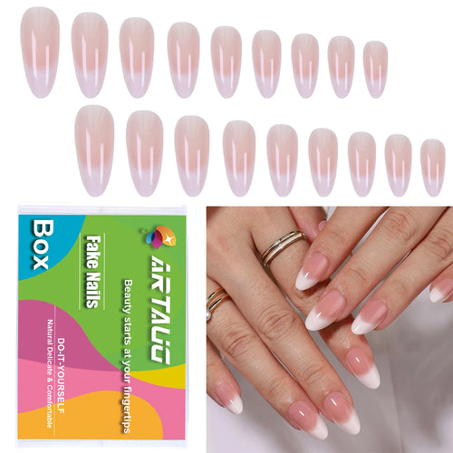 120pcs -box Almond  White French Fake nails for Stylish Women & Girls,