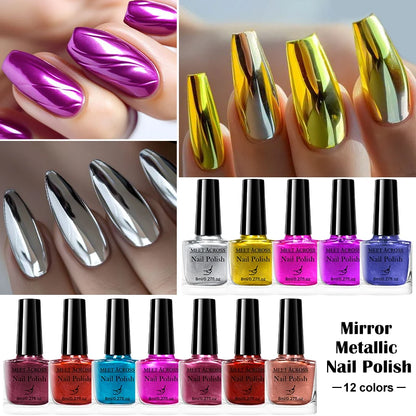 8ml Metallic Nail Polish Mirror Effect Fast Drying Long-Lasting Nails