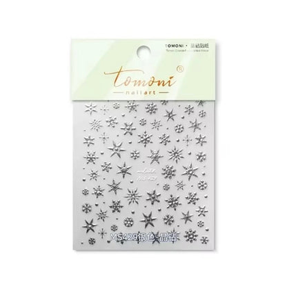 5D Laser Winter Snowflake Christmas Shiny Rhinestone Embossed Relief