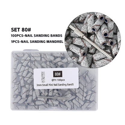 3mm Nail Sanding Bands-80/120/180/240 Grit Mini Nail Drill Bit