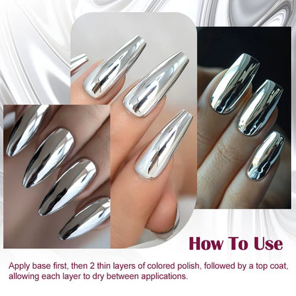 8ml Metallic Nail Polish Mirror Effect Fast Drying Long-Lasting Nails