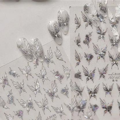 Jelly Butterfly 5D Nail Art Sticker Rhinestone Crystal Charming Shiny