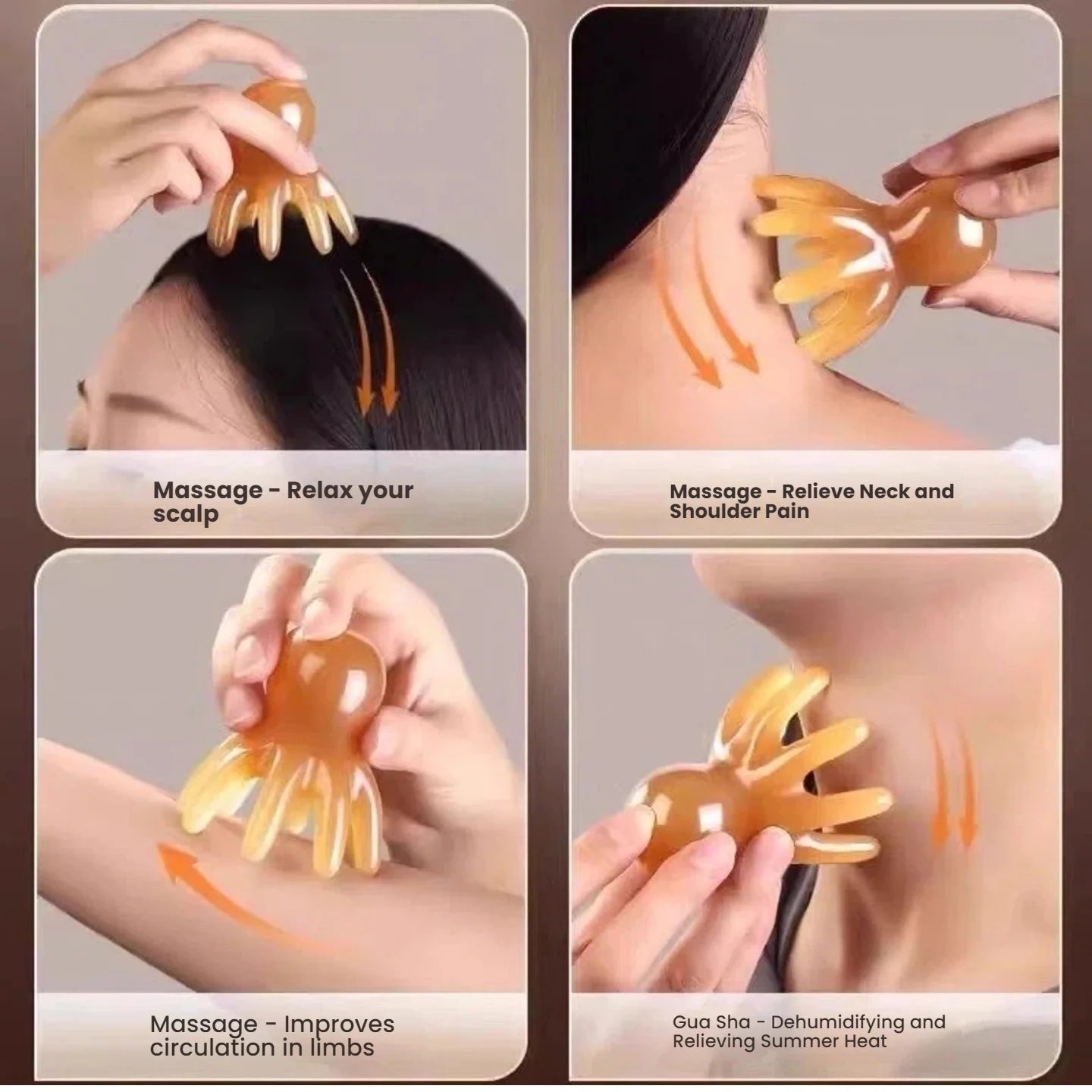 Cute Octopus Scalp Massage Comb (Resin)｜Korean Hair Care, Stress