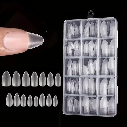 Box of 330 Short Almond Nail Tips - Upgraded Matte Gel Nail Stickers,