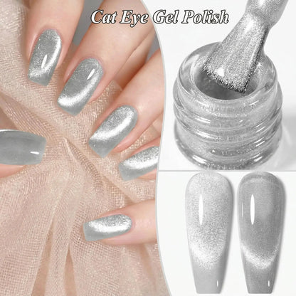 Hassleless White Cat Eye Gel Nail Polish Ultra Shine Soak Off UV Gel