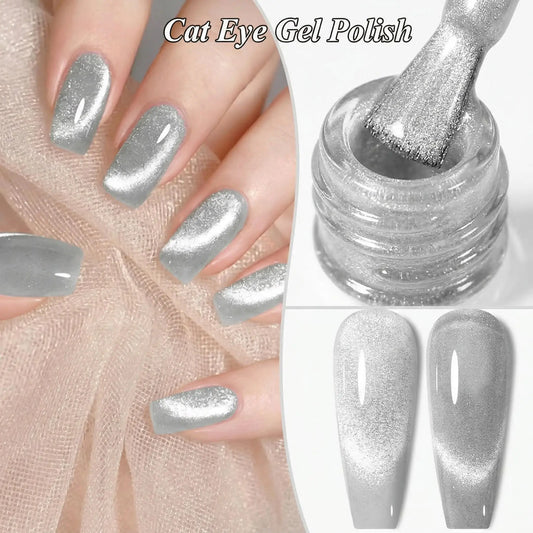 Hassleless White Cat Eye Gel Nail Polish Ultra Shine Soak Off UV Gel