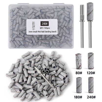 3mm Nail Sanding Bands-80/120/180/240 Grit Mini Nail Drill Bit