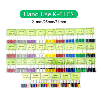 6pcs/Pack 21mm/25mm/31mm K Files Stainless Steel Dental Endodontic