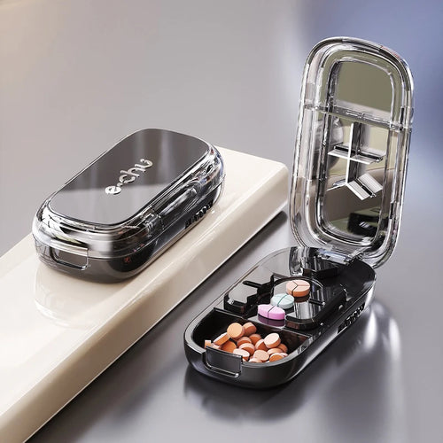 1/2 and 1/3 Adjustable Pill Cutter Storage Box Portable Drug Tablet