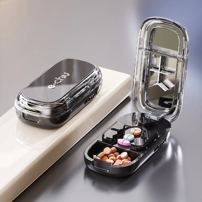 1/2 and 1/3 Adjustable Pill Cutter Storage Box Portable Drug Tablet