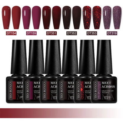 6pcs Gel Nail Polish Set HEMA Free 7ml Semi Permanent Soak Off UV Gel
