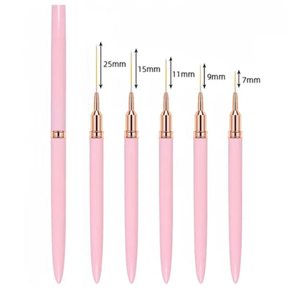 5 In 1 Nail Art Pen Set Brushes Set Elongated Lines Striping Drawing