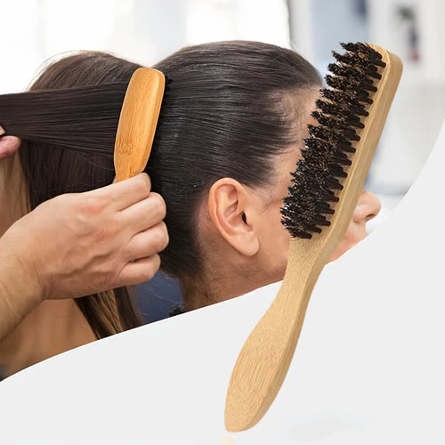 Brown Pointed-Tail Bristle Comb - Unisex, Smooth & Anti-Static, No