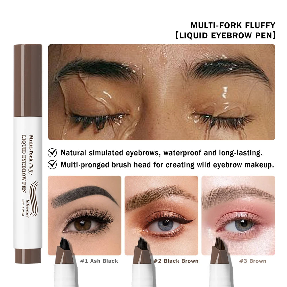 Long Lasting 4D Eyebrow Pen Multi Forks Liquid Pen Tip Fine Sketch