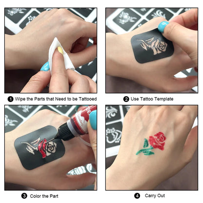 Long-Lasting Temporary Tattoo Inks with 3 Tattoo stickers Kit,Freehand