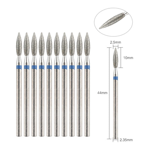 10Pcs Diamond Milling Cutter For Manicure Electric Nail Drill Bits