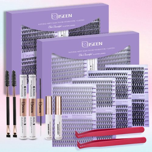 ISEEN DIY Eyelash Extension Kit Cluster Mix Eyelashes Full Set Lashes