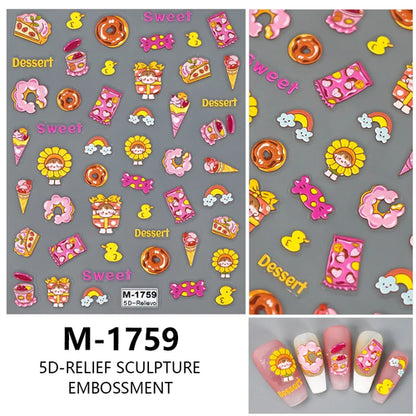 5D Nail Art Stickers Love Hearts Stars French Nail Art Design