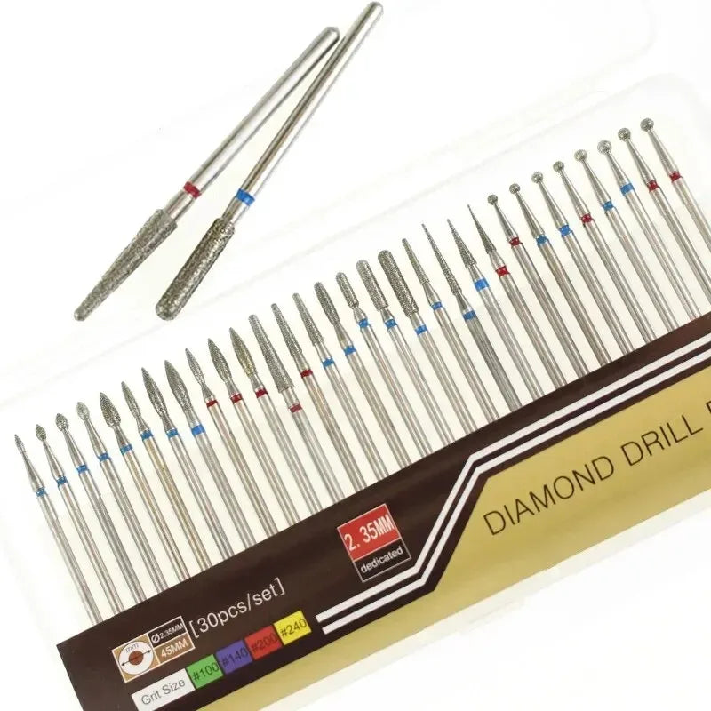 30pcs/Set Diamond Burrs Nail Dill Bit Milling Cutter for Manicure