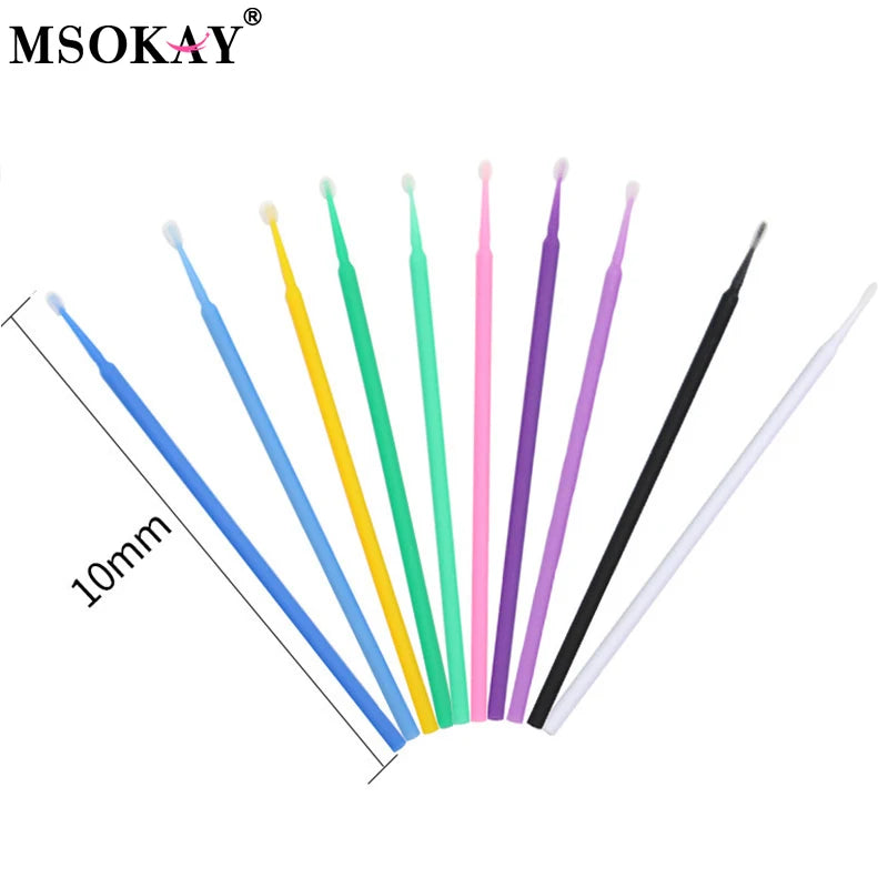 100Pcs Eyelash Cleaning Brush Lash Extension Micro Cotton Swab
