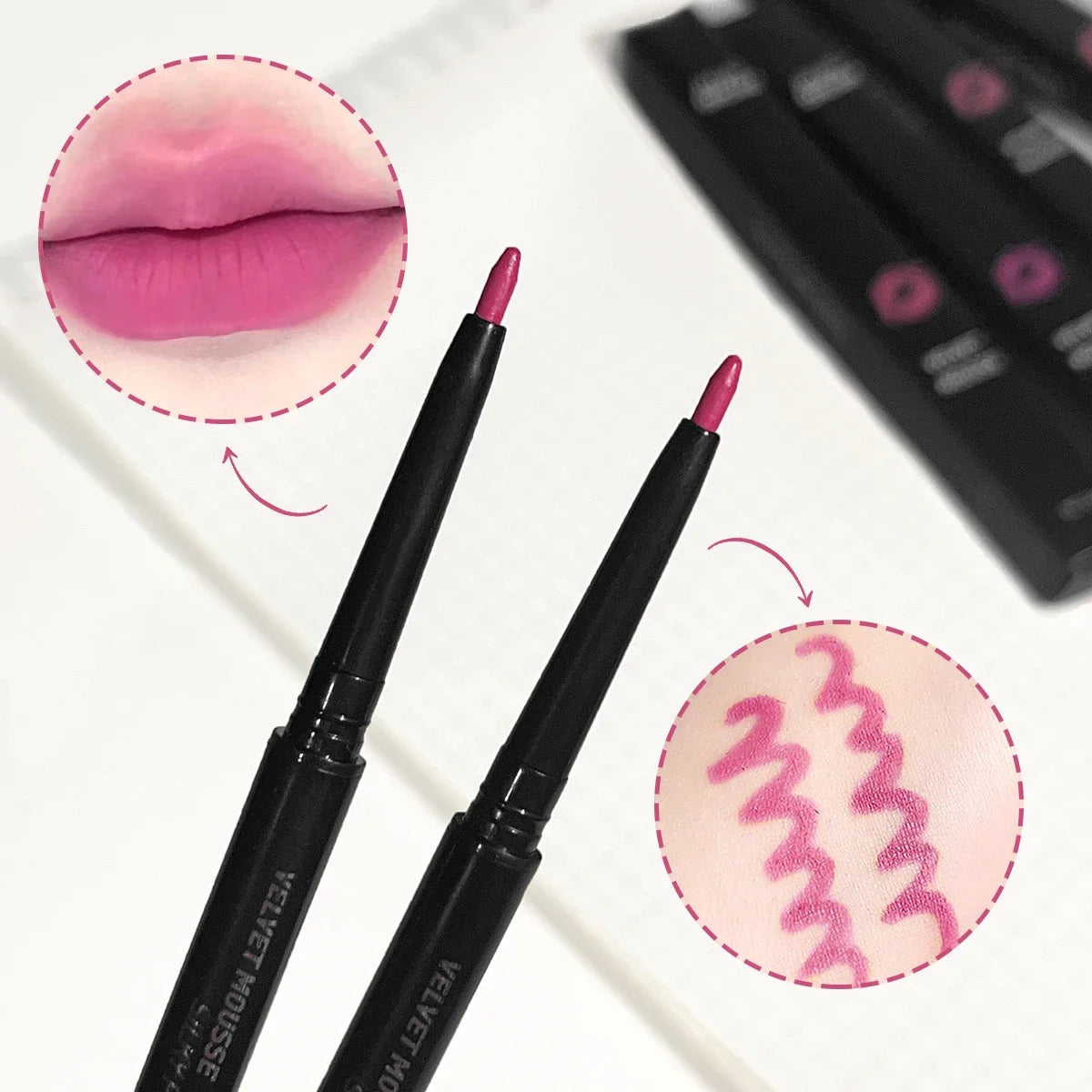 Lip liner, lip brush, lip pencil, one-piece outline, three-dimensional