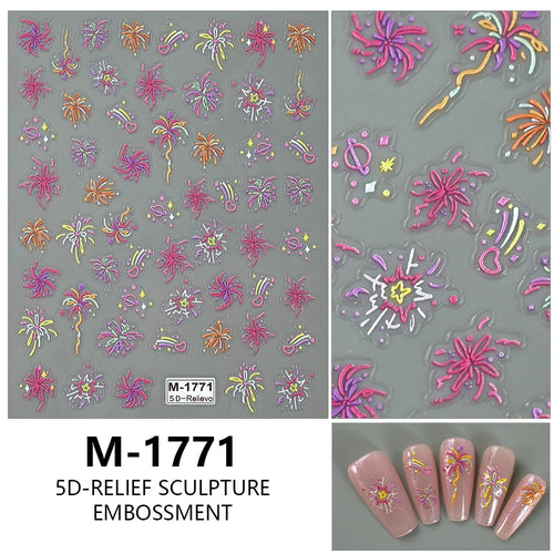 5D Nail Art Stickers Love Hearts Stars French Nail Art Design