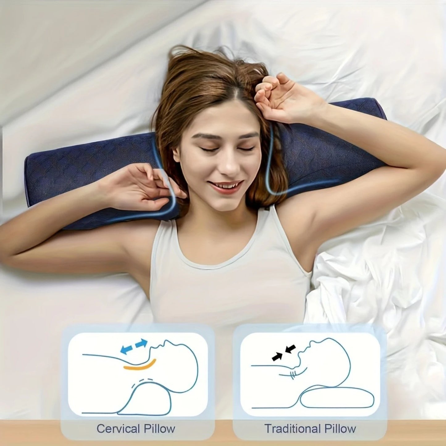 1pc Cervical Support Pillow - Comfortable, Durable, Ergonomic Neck