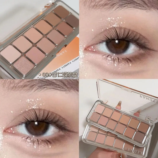 12-Color Low Saturation Matte Eyeshadow Palette Tea Apricot Earth
