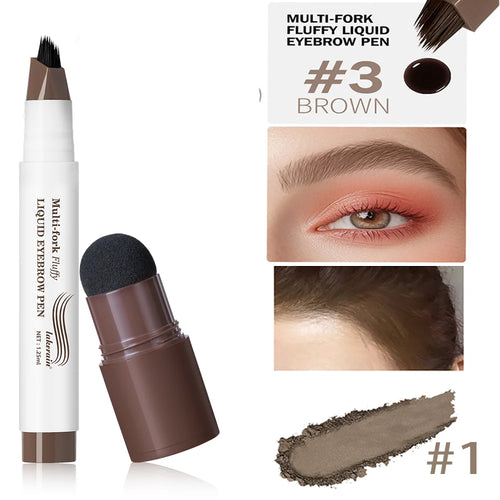 Long Lasting 4D Eyebrow Pen Multi Forks Liquid Pen Tip Fine Sketch